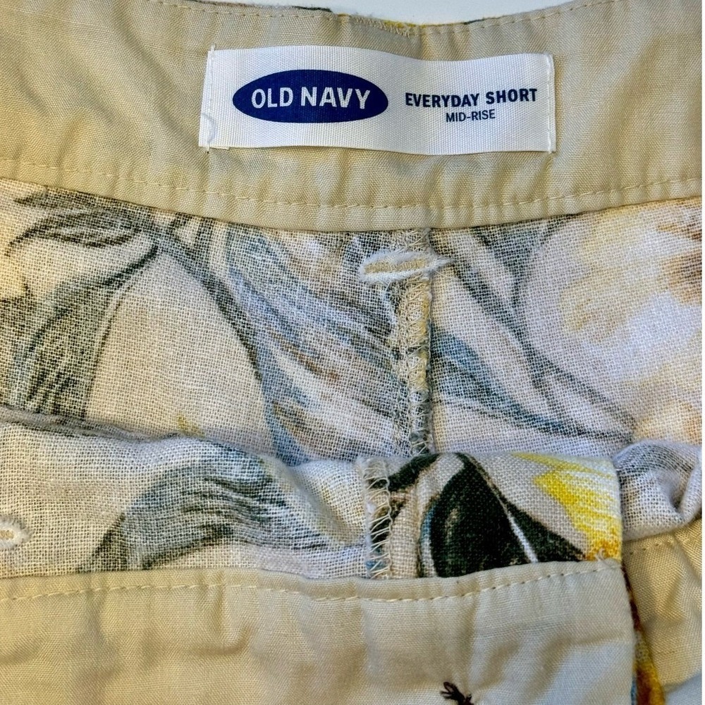 Old Navy Everyday Shorts Tropical Floral Print‎ Mid Rise Linen Blend Women 10 - Picture 7 of 8